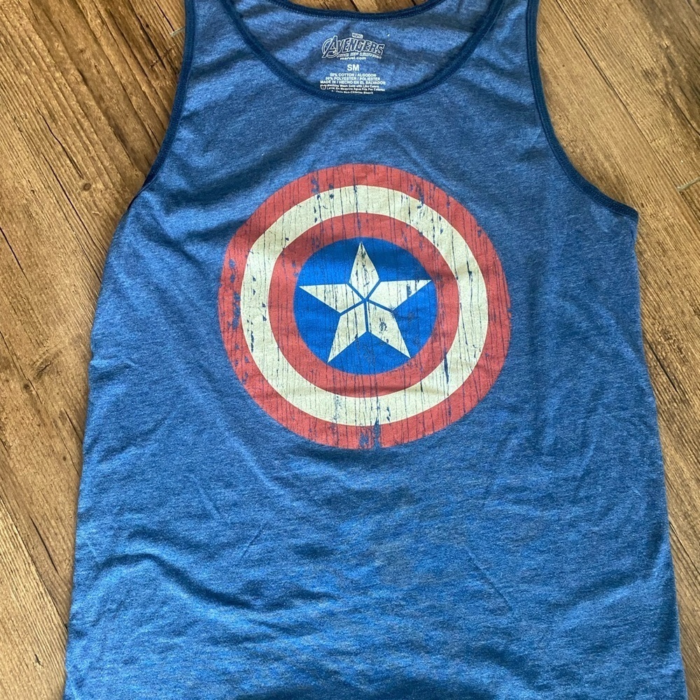Blue Captain America Tank  Men Size s/m